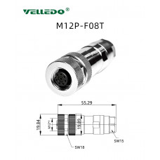 Соединитель клеммный VELLEDQ M12P-F08T (розетка)